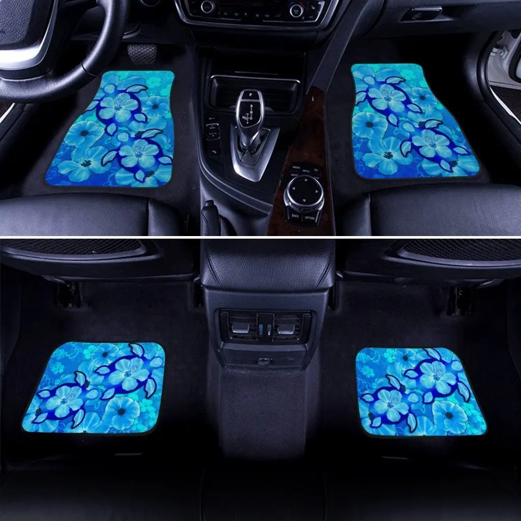 Turtle Hibiscus Car Floor Mats Custom Blue Car Accessories Car interior accessories non-slip floor mats