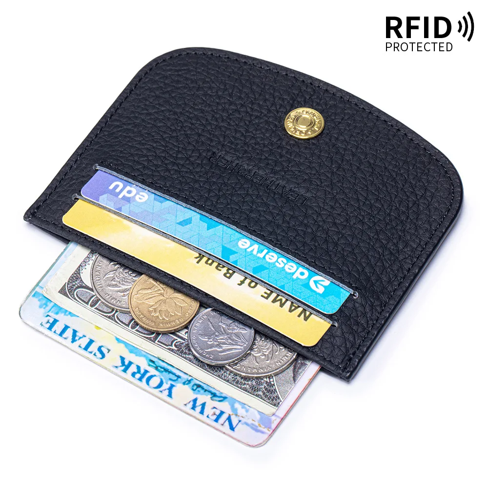 

Credit Card Holder RFID Blocking Leather Ultra Slim Wallet Minimalist Credit Card Protector Front Pocket Wallets for Men Women
