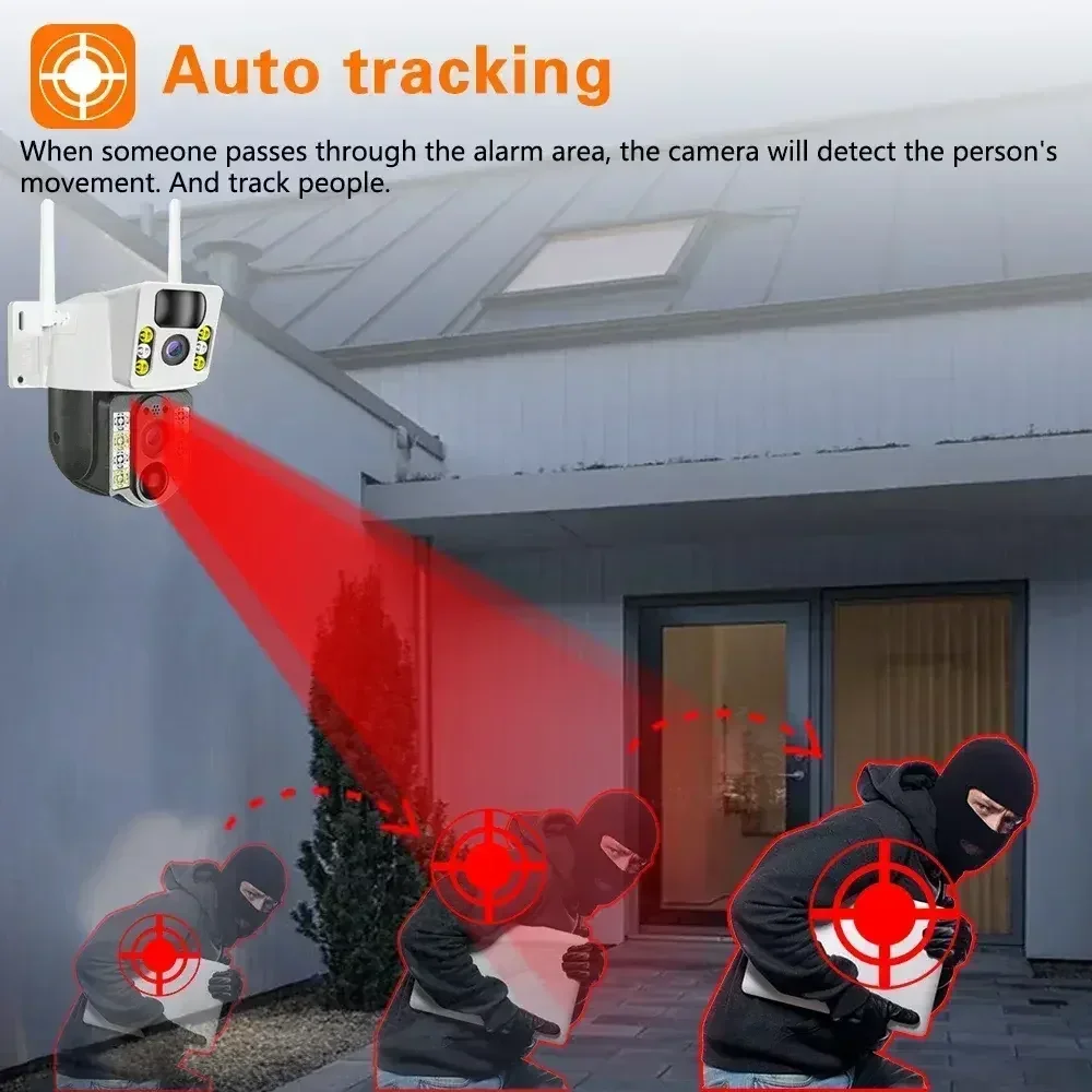 4K HD Video 4G Solar IP Camera Dual Lens Outdoor PIR Human Detection 8MP Wireless Camera Low Powered Smart Security IP Cameras