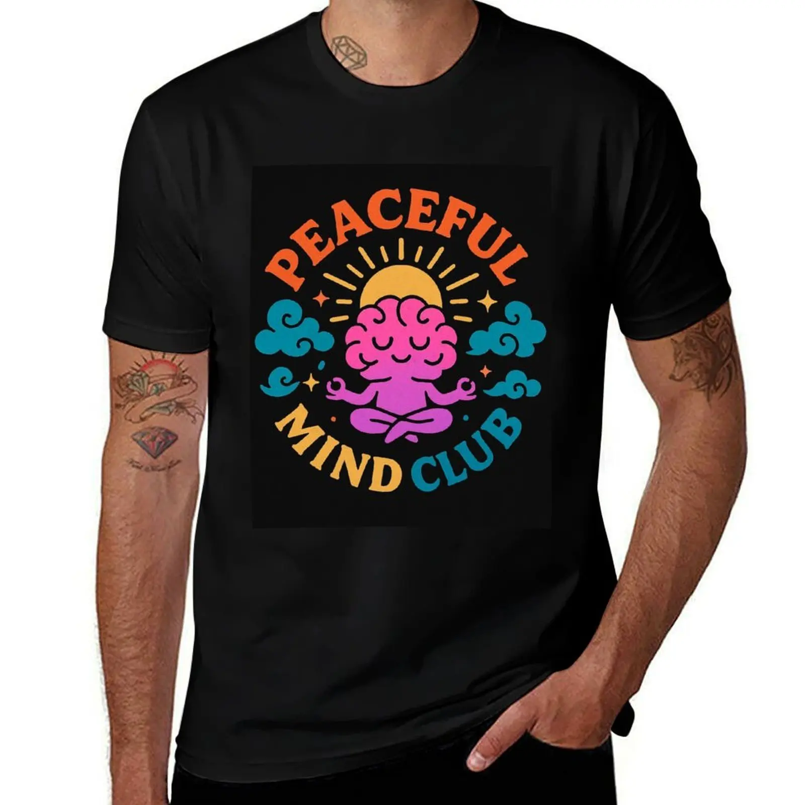 

Peaceful Mind Club T-Shirt tshirts personalised T-shirts man hippie clothes blue archive mens t shirt graphic