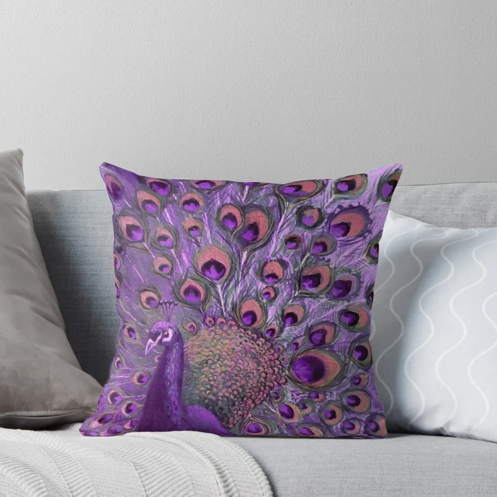 

Purple Peacock Full Glory Throw Pillow Cushion Cover Christmas Throw Pillows Covers