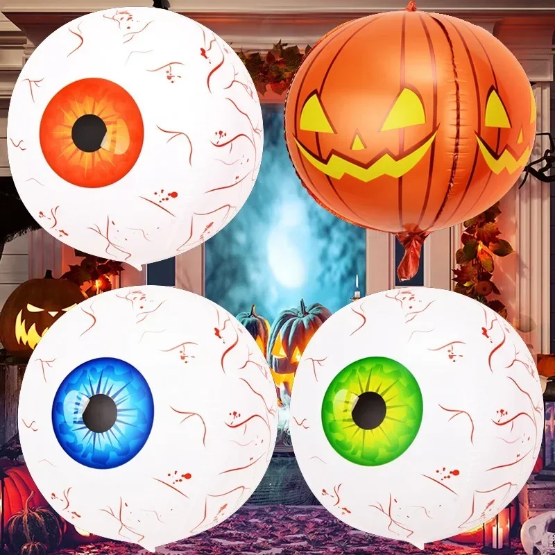 Halloween Inflatable Scary Balloons Decorated 50cm 4D Inflatable Ghost Eyes Outdoor Halloween Party Supplies Can Be Reused