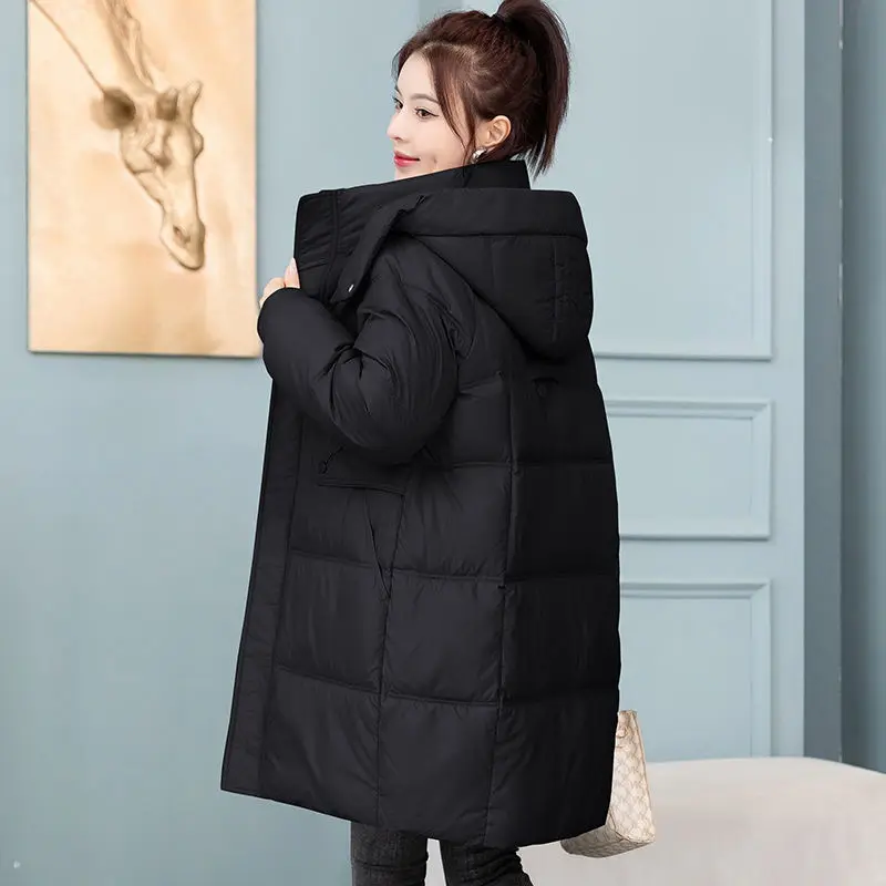 2024 Winter Women Hooded Jacket Coats Long Parkas Female Down Cotton Overcoat Thick Warm Padded Windproof Casual Windbreaker 3XL