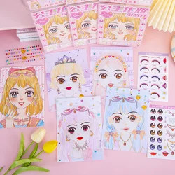 Creative Make A Face Sticker Make Up Painting Book For Kids Girls DIY Princess Dressing Kits 3D Gem Crystal Decoration Stickers