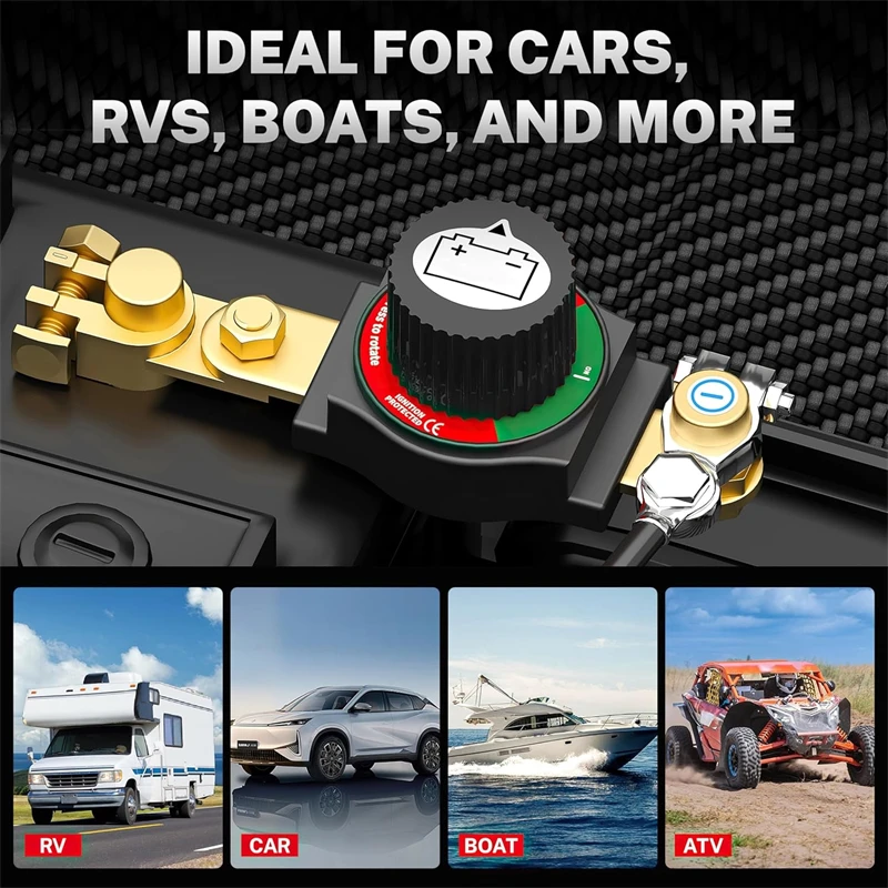 1 قطعة مفتاح فصل البطارية العلوي 12 فولت 48 فولت طقم قطع لسيارة RV قارب شاحنة ATV تركيب طرفي إيجابي #3