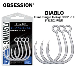 OBSESSION 8091 5X DIABLO Saltwater Popper Fishing Hook 2/0 3/0 4/0 5/0 7/0 9/0 Super Rust-proof Fishing Inline Single Heavy Hook