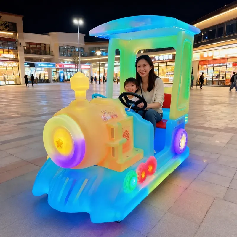 Commercial Luminous Battery Powered Bumper Car Square Park Stall Parent Child Double Panda Lantern Electric Sports Vehicle