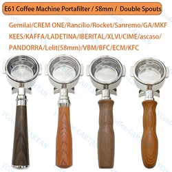 58mm Portafilter with Double Spouts For Gemilai/Rancilio/Rocket/GA/Sanremo/KEES/KAFFA/XLVI/ CIME/PANDORRA/Lelit/VBM Coffee Maker