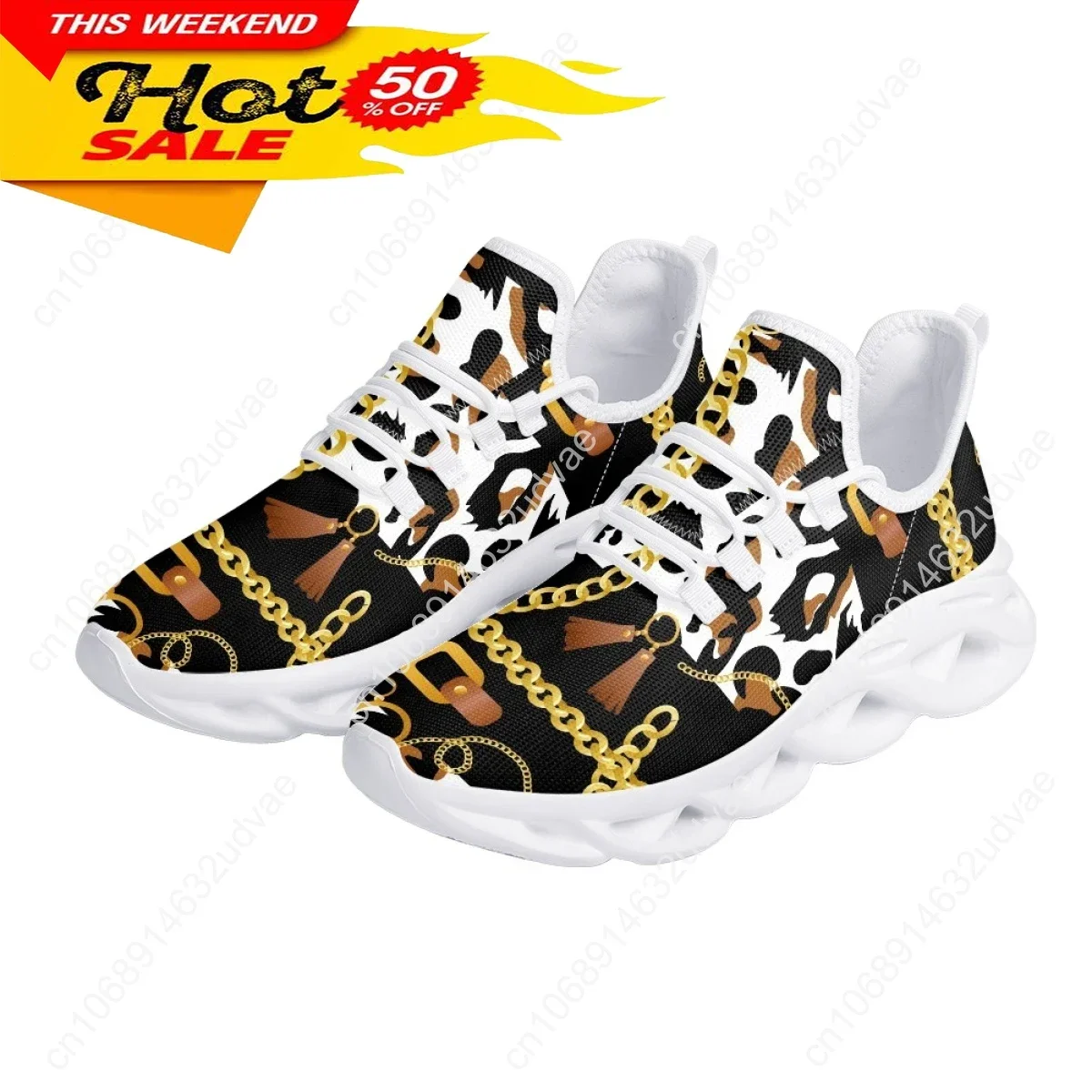 Fashion Leopard Women Platform Shoes Gold Baroque Chain Design Lady Couple Travel Mesh Sneaker Flat Footwear 2023