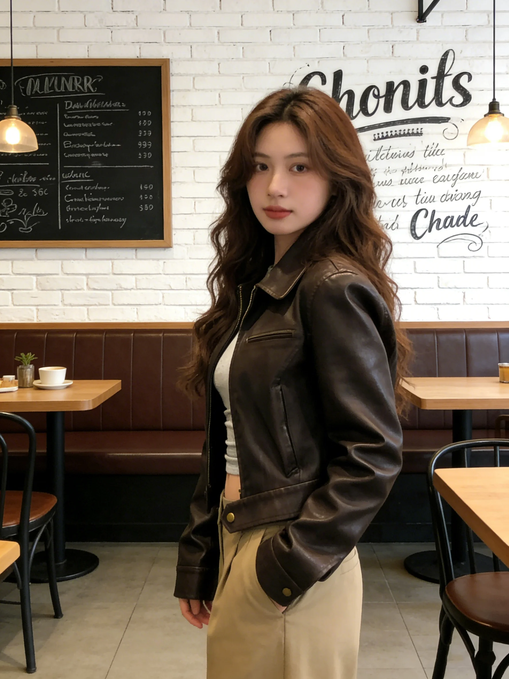 Veste en cuir cool pour femme, coupe ajustée, en cuir PU, manteau d'automne, nouveau style, marron, style américain rétro, veste de moto