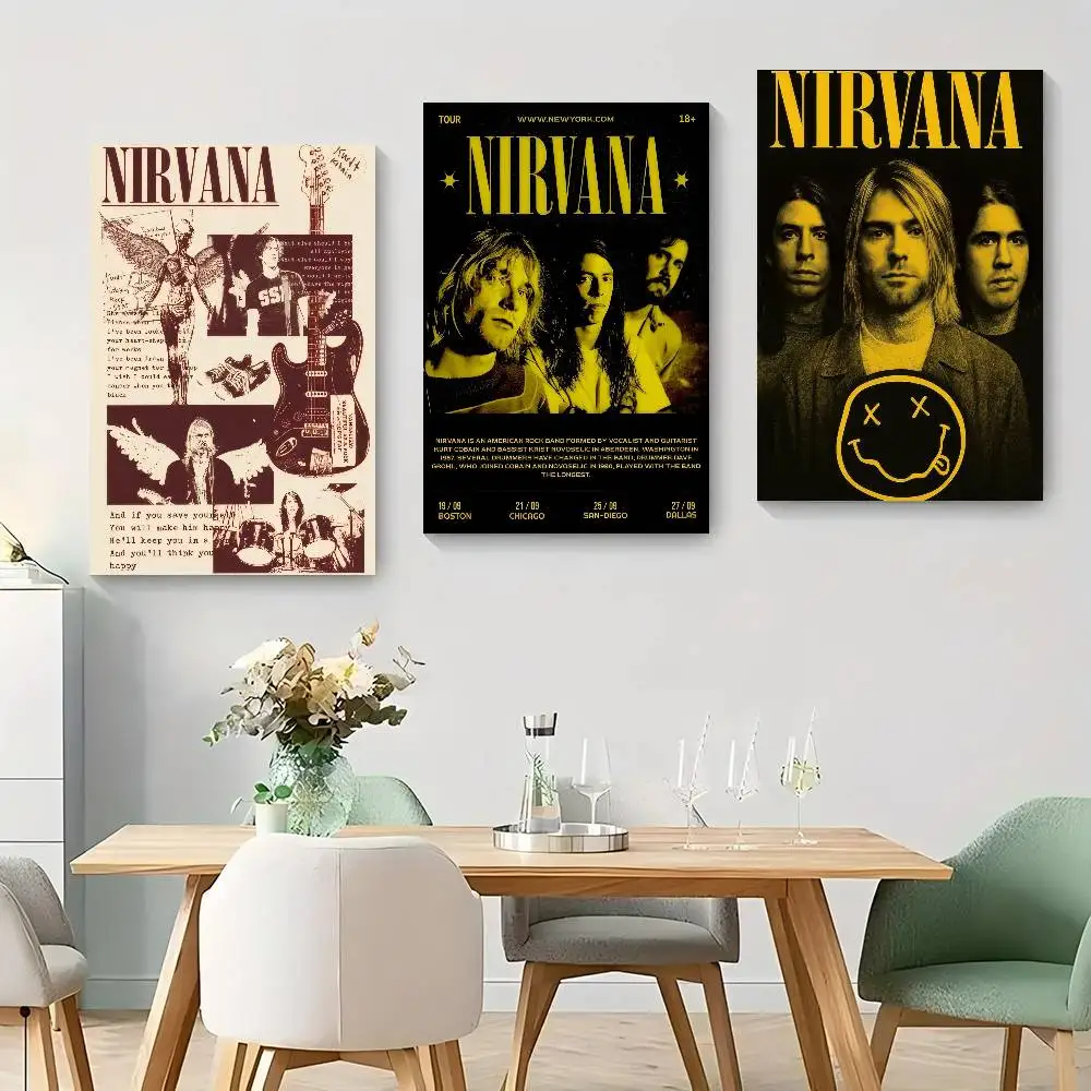 Good Quality Prints and Posters Vintage Room Bar Cafe Decor Home Decor Band Smile-N-NirvanaeS-S yellow