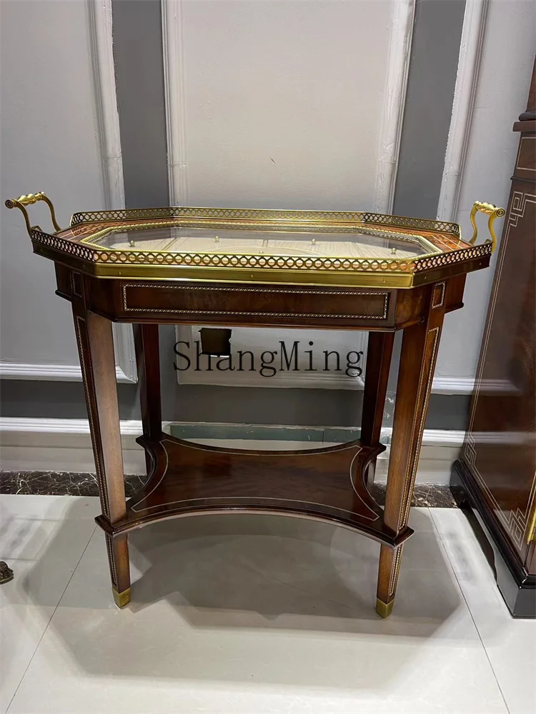 

CL furniture corner a few peach blossom core solid wood edge a few glass surface small tea table treasure box small cabinet