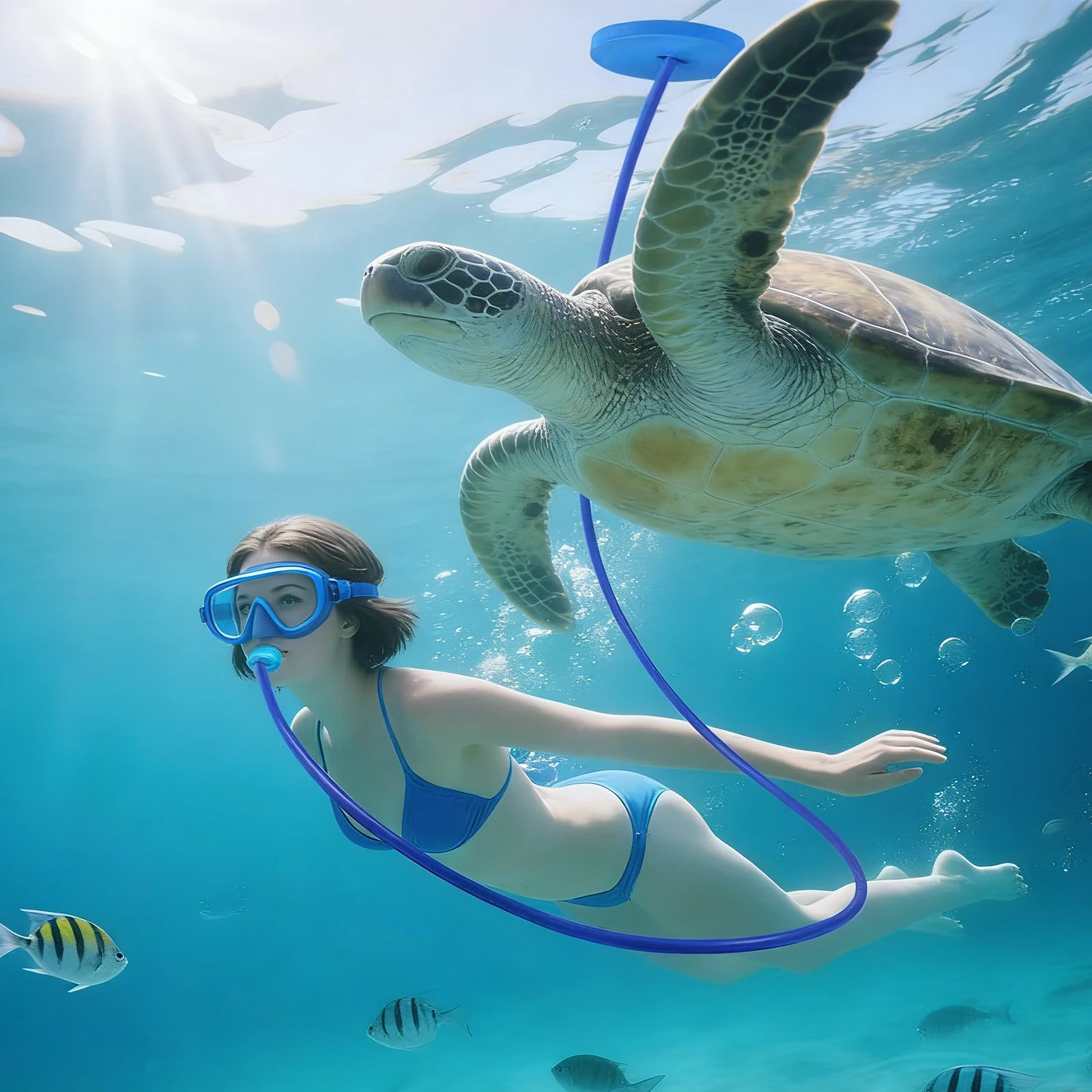 1/2 Meters Swimming Breathing Tube, Full Dry Respirator W/Silicone Mouthpiece for Adults Snorkeling Swimmers Training Equipment