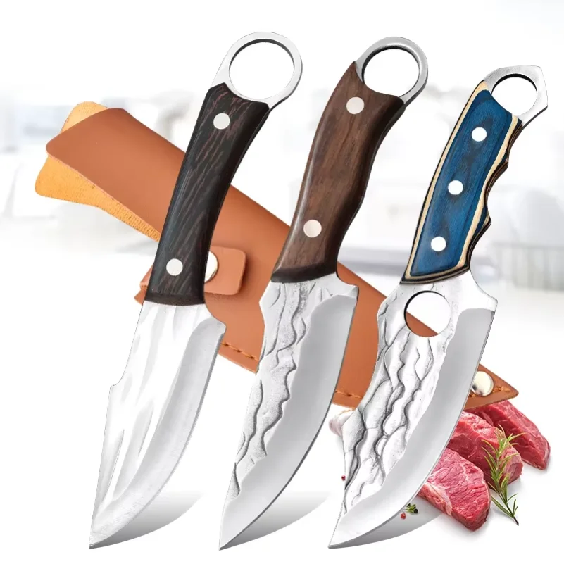 Handgeschmiedetes Allzweckmesser, Küchenmesser, Kochmesser aus Edelstahl, zum Schneiden von Obst, Fisch, Fleisch, Hackmesser, scharfe Metzgermesser