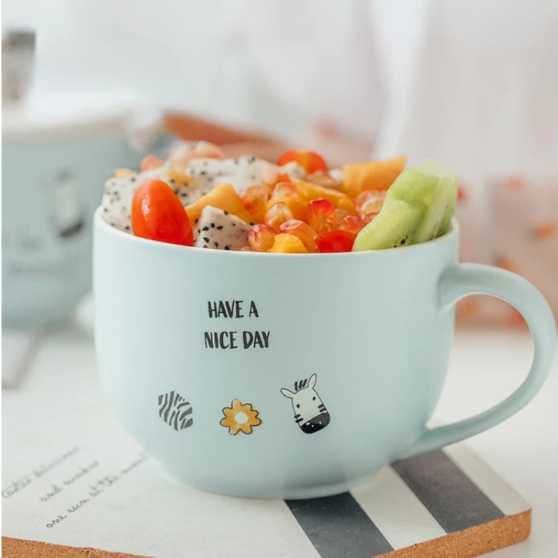 Panda Mug Cartoon Cute Animal Breakfast Cup with Cover and Spoon Large Capacity Heat-resistant Domestic Couple Ceramic Cup