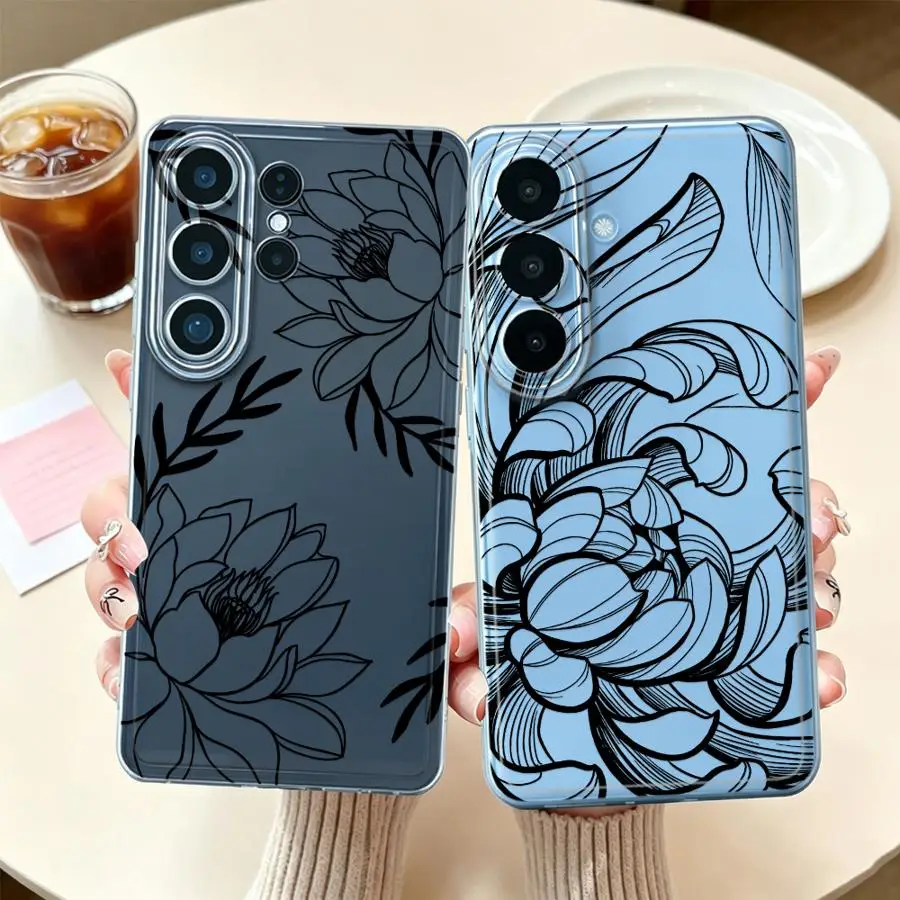 Creative Art Flower Case for Samsung Galaxy S26 Ultra S25 Edge S23Ultra S22 FE Note 20 Ultra 10 S24 S20 Plus S23 Ultra S21 Phone