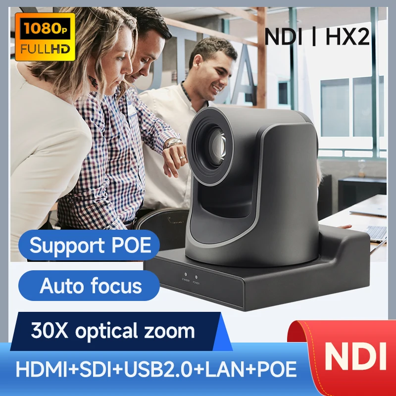 IP Camera 1080P 60FPS 30X Zoom Conference Room Camera Wide Angle for Video Conference Church Live Streaming