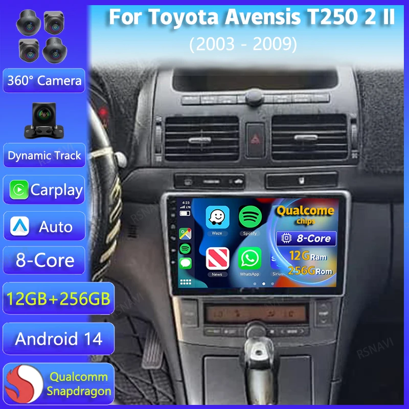 

Автомагнитола на Android 14 Carplay, мультимедийный проигрыватель для Toyota Avensis T250 2 II 2003 - 2009 с GPS, видео, 2Din, Авторадио, стерео, Wi-Fi + 4G