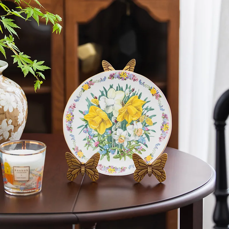 Retro Butterfly Shape Plate Storage Rack, Decorative Display Holder for Living Room Coffee Table Home Ornament