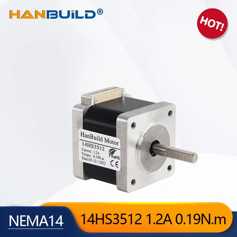 

hanbuild High-Quality Nema14 Stepper Motor 35 Series motor 1.2A 0.19N.M 4 lead 14HS3512 for CNC milling machin