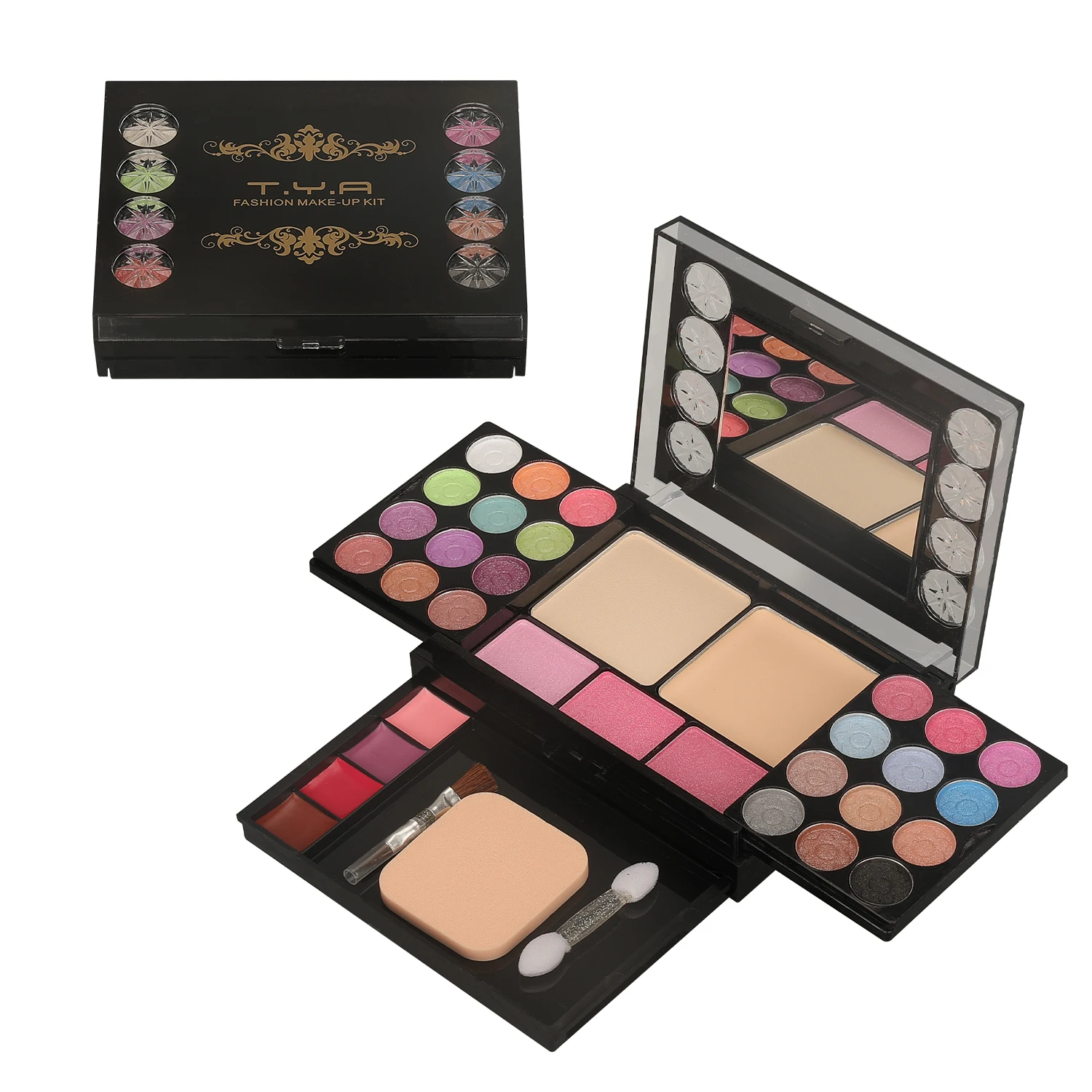 33 Colors Eyeshadow Palette Blush Lip Gloss Makeup Palette With Sponge And Brush Cosmetics Set