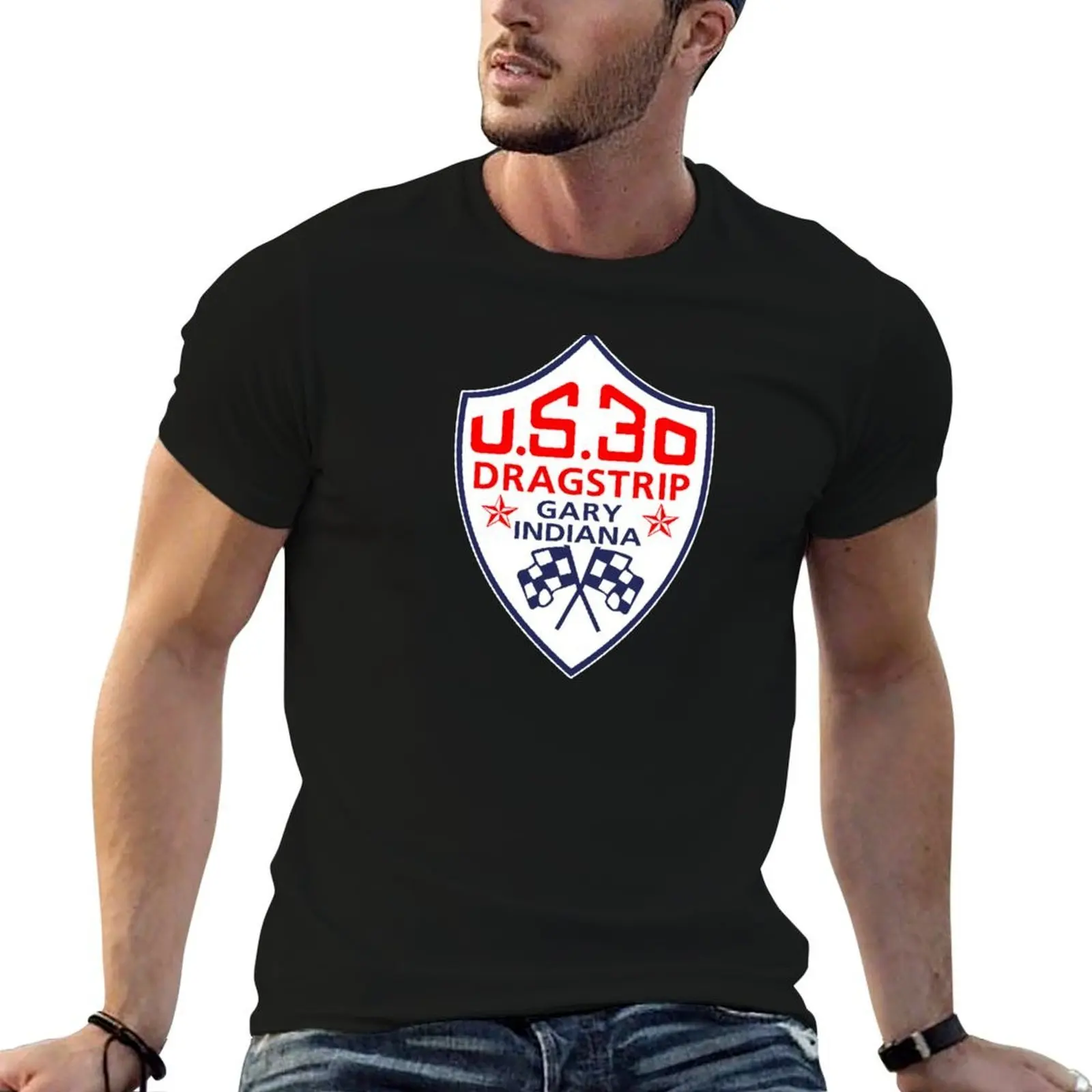 Футболка U.S.30 Dragstrip, простая повседневная футболка с короткими рукавами