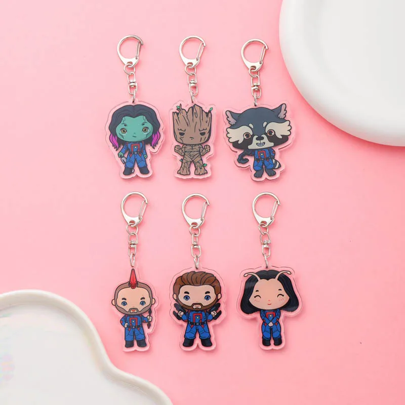 Anime Guardians of the Galaxy Acrylic keychain Accessaries Cartoon Funny  Schoolbag Pendant Charm Car Cute Keyring Friends Gifts