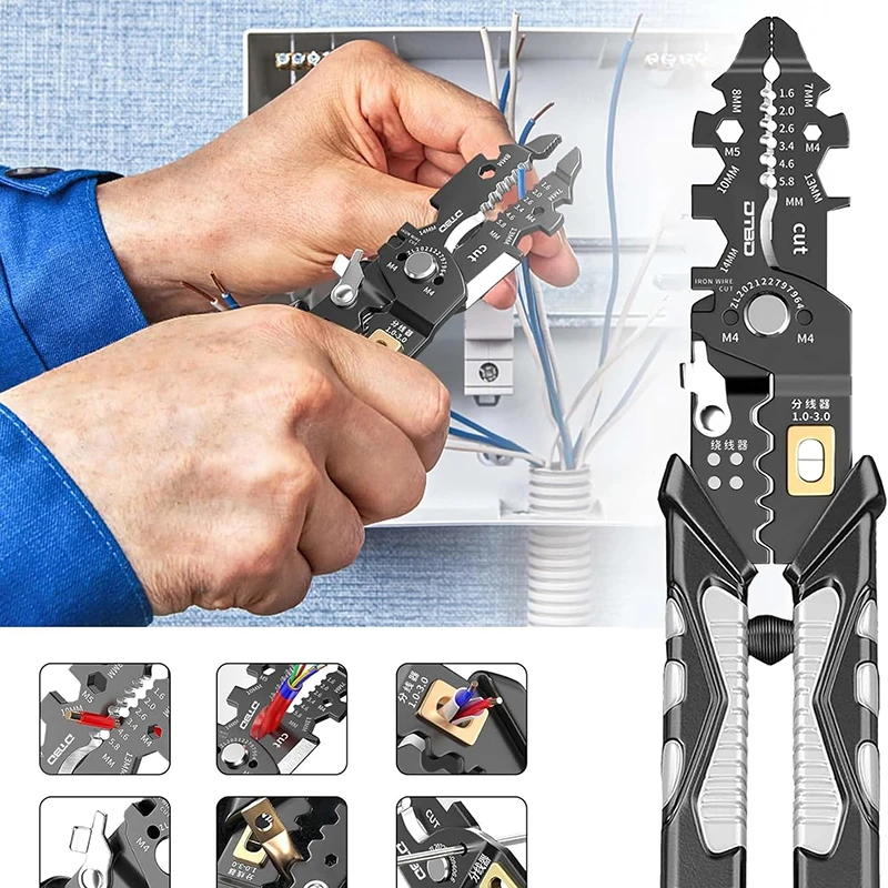 Multifunction Wire Strippers Electeical Pliers 8 inch Wire Crimping Tool Wire Cutter Professional Electrician Pliers Tools