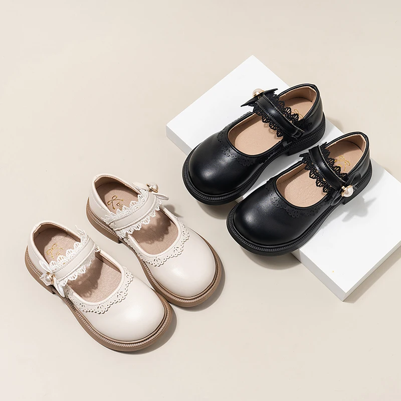 

Classic Patent Leather Dress Shoes for Girls Child Chic Bowtie Party Dance Loafers Kids Back to School Oxford Flats Black Beige