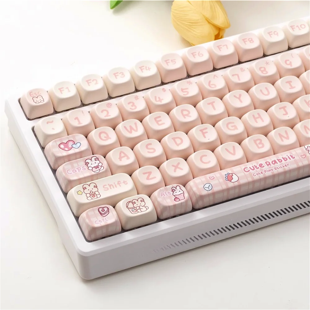 Bunny Snacks Keycaps Cute Cartoon MOA High Altitude Small Rise Sublimation HI75 68 98 99 104