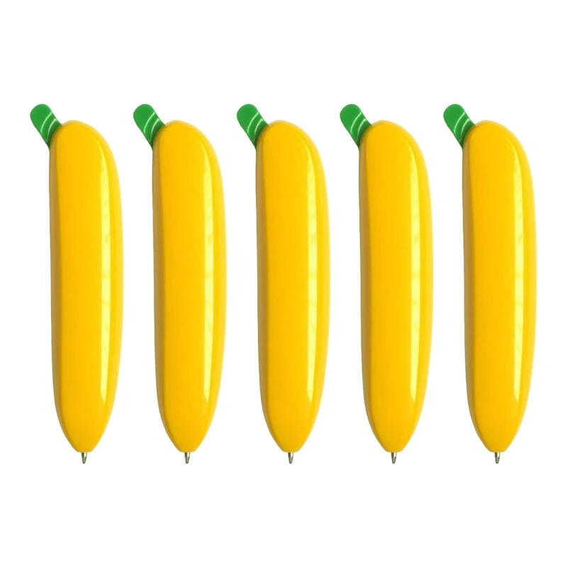 

5Pcs Realistic Banana Shaped Pen Retractable Ballpoint Pen Smooth to Write Stocking Fillers for Student Writing Noting