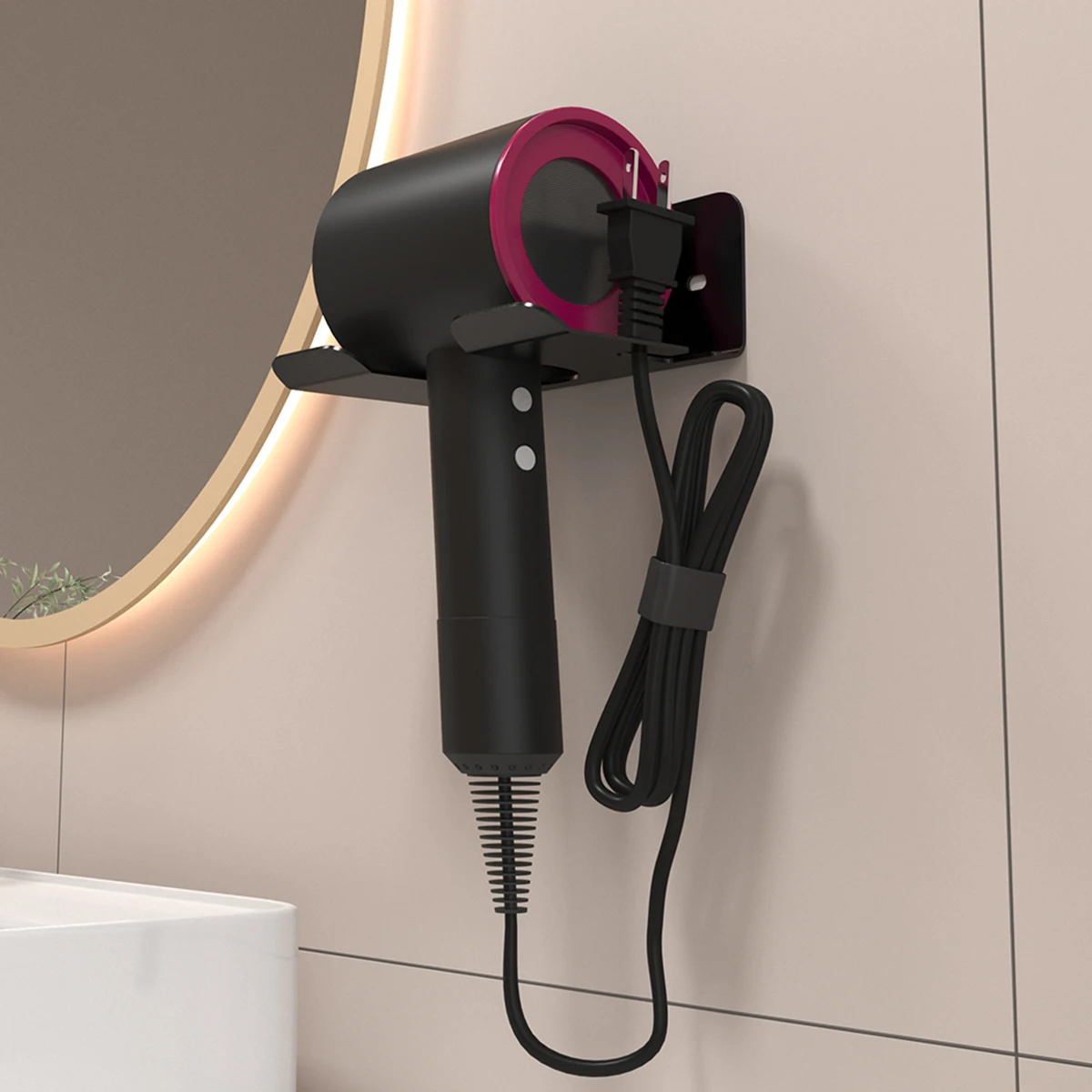 1pc white/black hair dryer storage rack wall mounted hair dryer bracket straightener bracket bathroom rack bathroom storage rack gallery 5