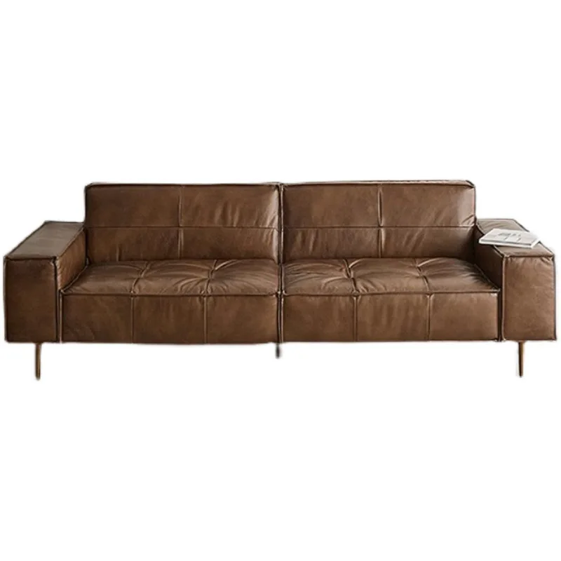 

Oil wax first layer cowhide full leather sofa modern simple Italian medieval down