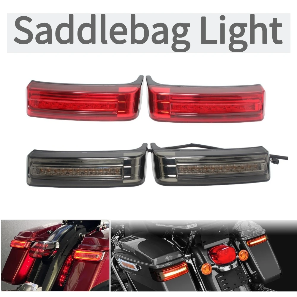 

Motorcycle Saddlebag Rear Brake Light Turn Signal Luggage Lamp LED Tail Lights For Harley Touring Road King Street Glide CVO 14+