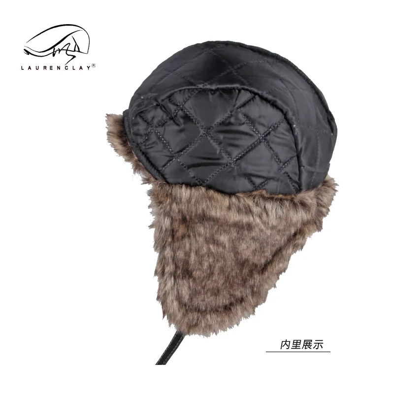 Russian Trapper Soviet Ushanka Bomber Hat Knitted Leather Earflap Fur Lined Winter Cap for Men Women