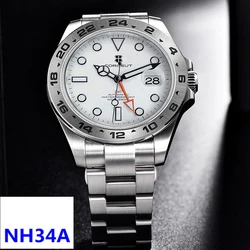 39mm NH34 Movement Corgeut Automatic Watch for Men GMT Function White Dial Sapphire Crystal Luminous10bars Dive Mechanical reloj