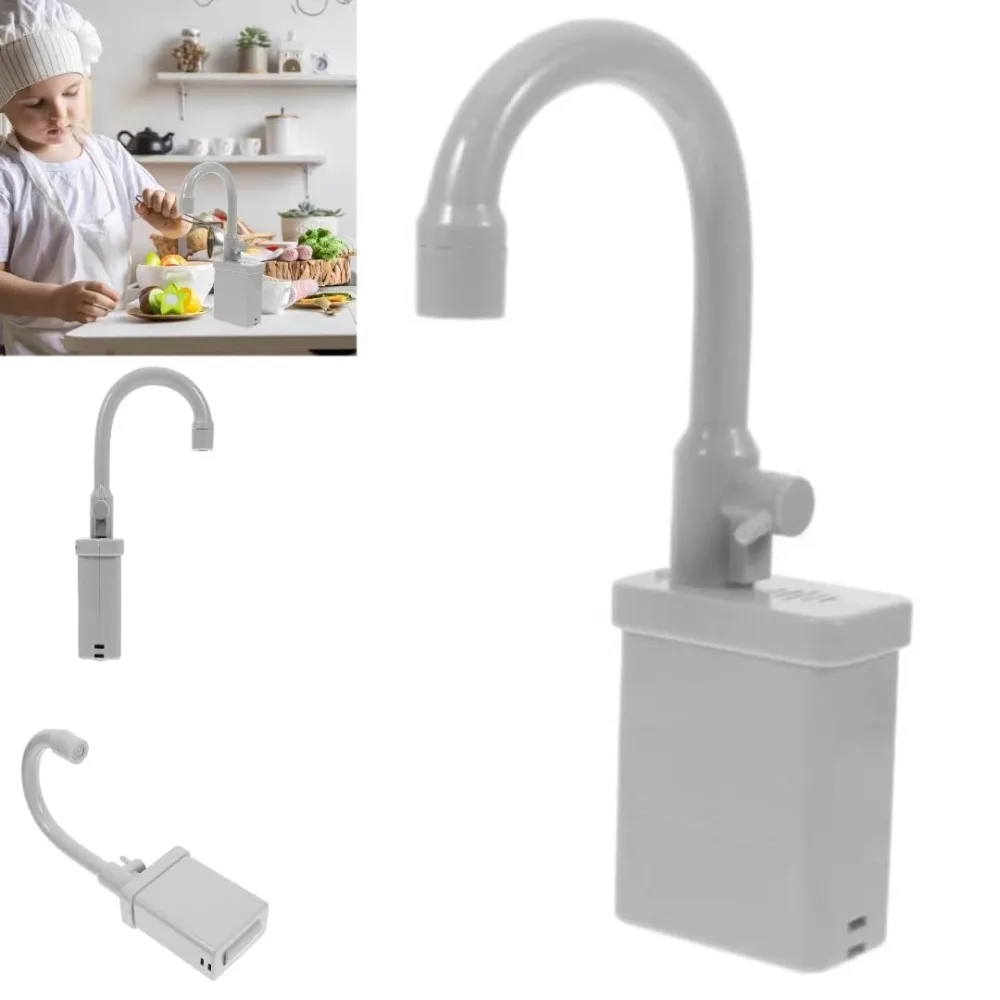 Grifo de cocina giratorio, juguete de repuesto, simulación con agua corriente, fregadero de cocina, grifo de juguete de plástico