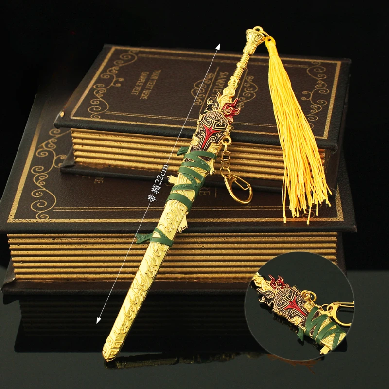 22 cm/8,66 pulgadas Naraka Bladepoint juego periférico claro espada larga arma modelo aleación de mano con funda juguete ornamento regalo para niño