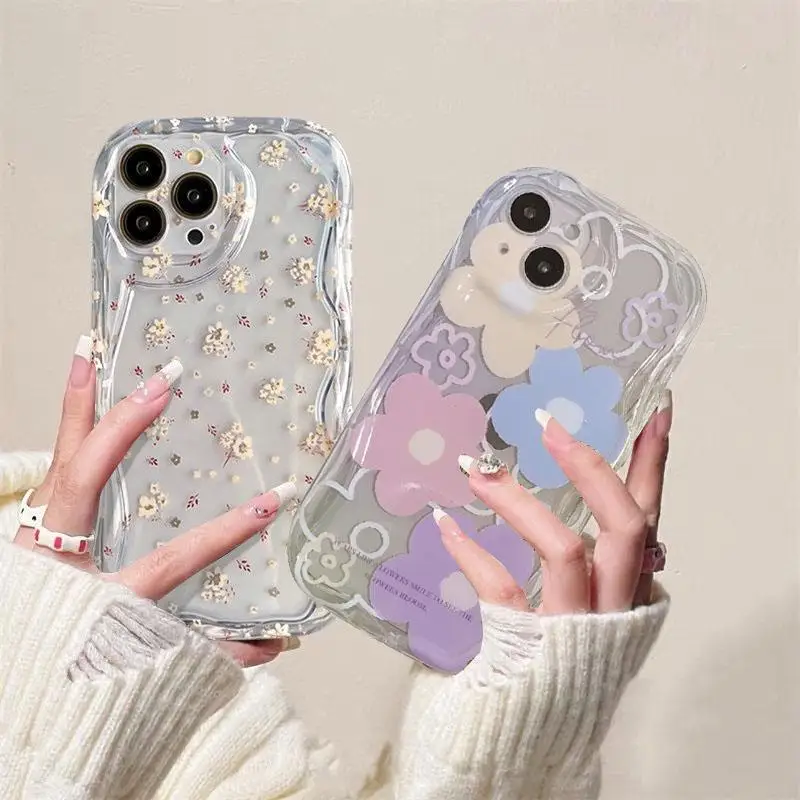 Small Flower Pile Case for Realme C55 C53 C63 C67 C35 C33 C21Y C25Y C30 C21 C11 2021 C20 10 11 12 Pro Plus 8 GT 6 5G Clear Cover