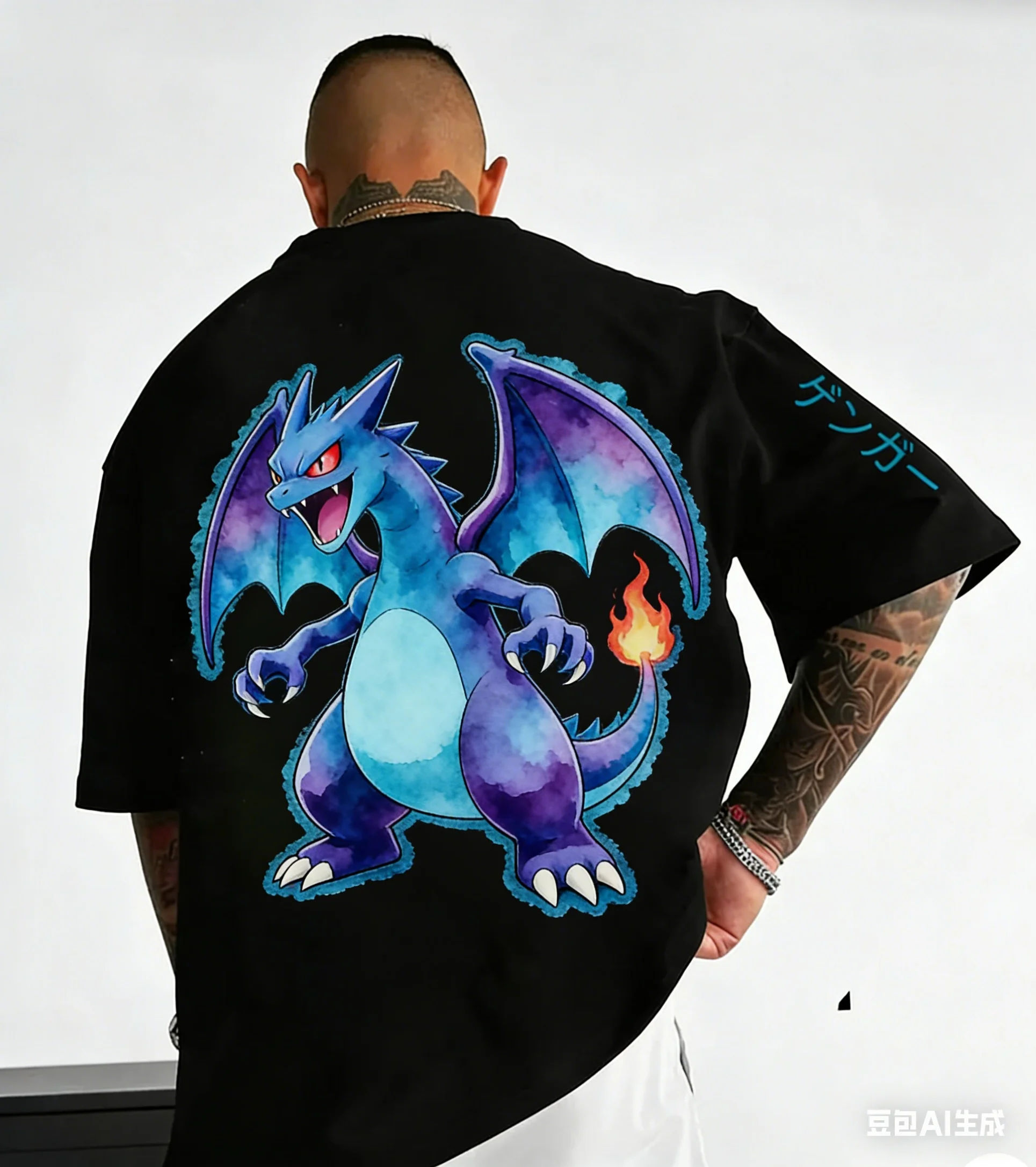 

High-end Pokémon-inspired Dropped Shoulder T-shirt with Printed Design, Unique Style, Versatile, Loose-fitting, and Slimming