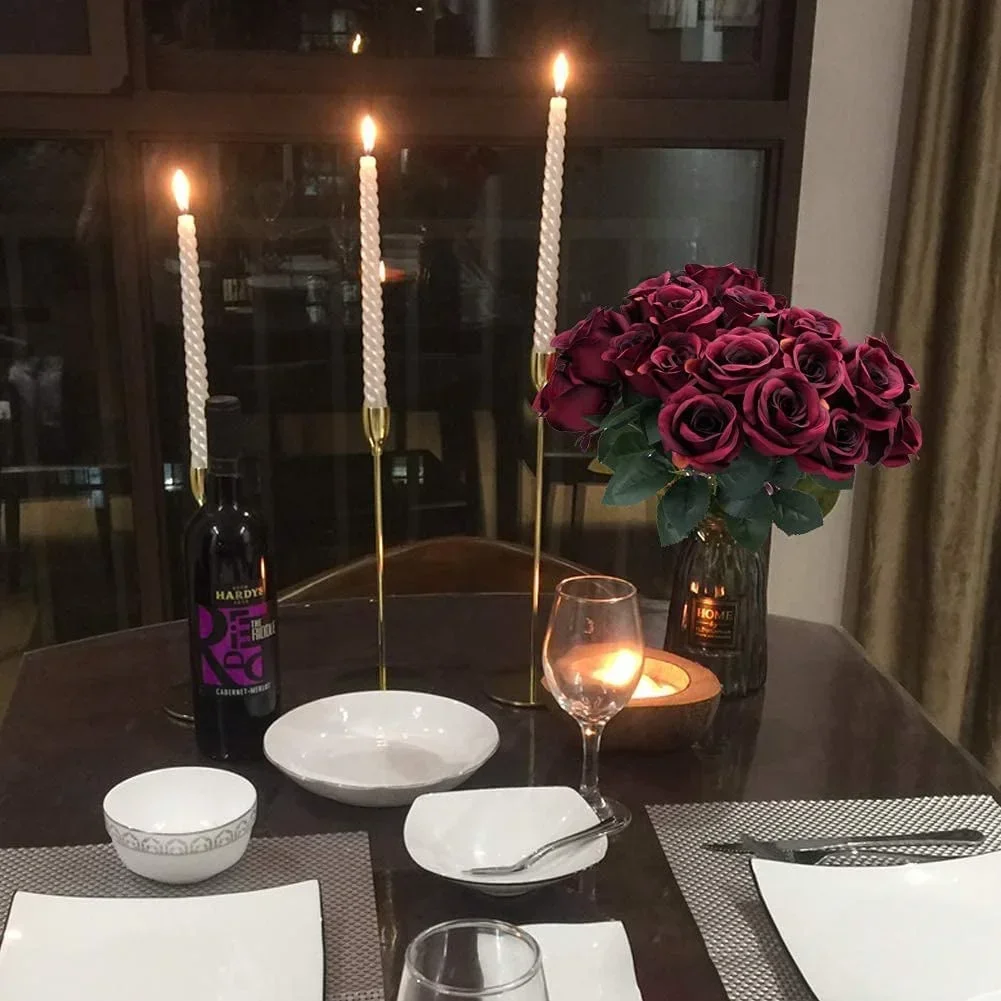 Ramo de flores artificiales de seda para el día de la madre, Rosa Vintage,  centro de mesa DIY, decoración de fiesta, 12 cabezas, Borgoña, 1 paquete /  Artículos para fiestas, image size:1001x1001