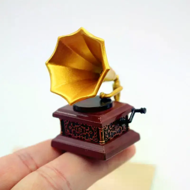 Dollhouse Vintage Phonograph Miniatures Model Living Room Accessories Of Doll House Decor Kids Pretend Play Toys Ornaments Gifts