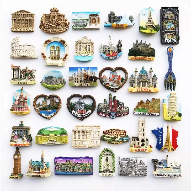 

European countries magnet refrigerator sticker creative scenic spots tourism memorial decorative arts and crafts collection gift