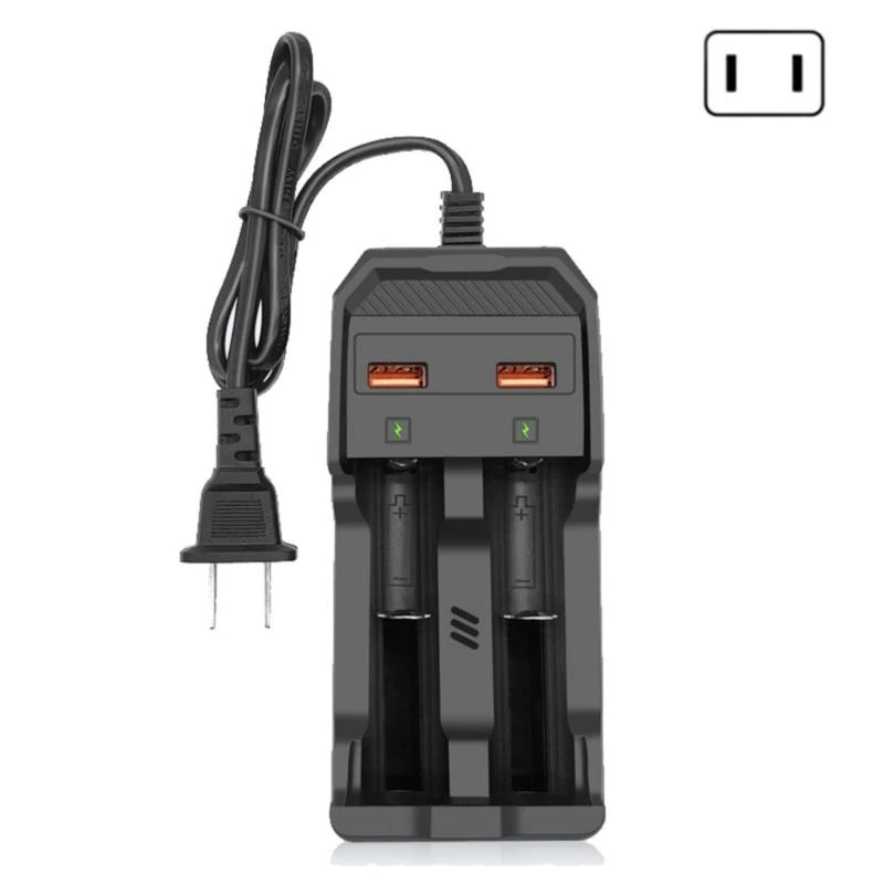 Multifunction 18650 Rechargeable Battery 2 Slot USB Holder For 26650