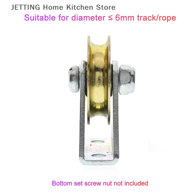 1 Set Katrol Braket 6Mm Katrol Tali Kawat Rol Tetap Roda Panduan Roda Gantung Over-line Roda U 6.4*32*8