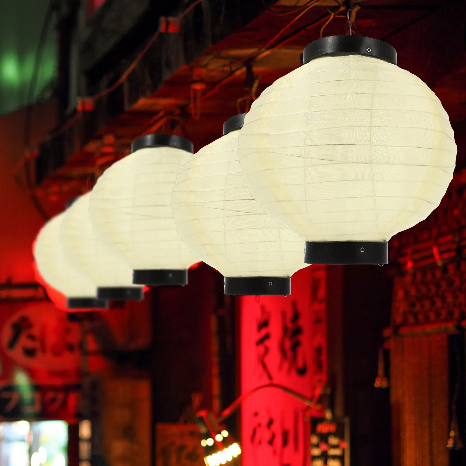 

2 шт. круглых водонепроницаемых подвесных фонарей в японском стиле для декора ресторанов, баров, улицы и помещений. Японские фонари.