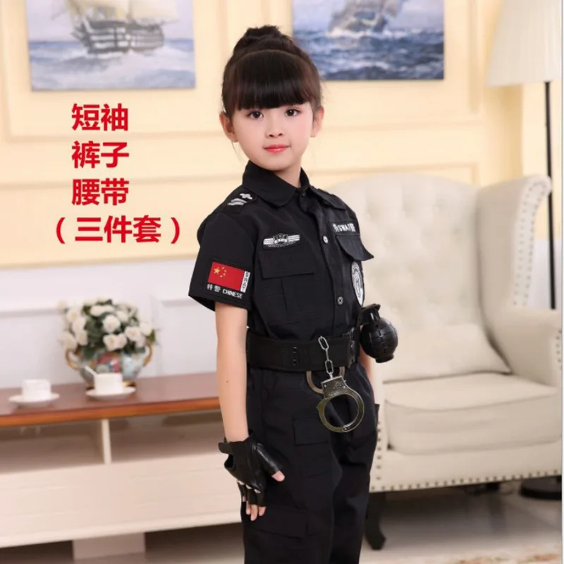 Children's police officers, special police officers, traffic police officers, uniforms, performance costumes, summer camp soldie