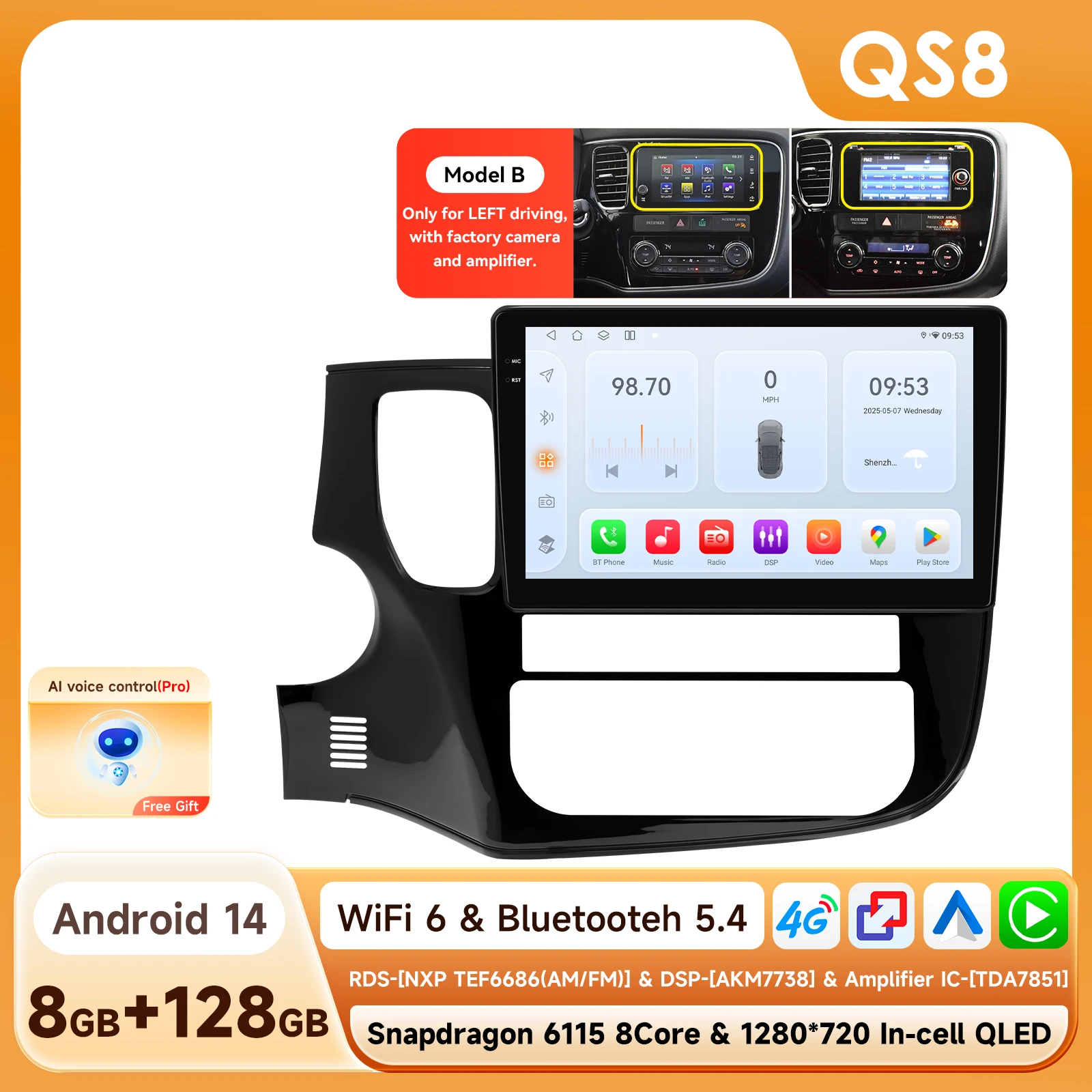 Carplay 4G-LTE 9 "10.33'' Autoradio Android voor Mitsubishi Outlander 3 GF0W GG0W Xl Multimedia Speler Nav GPS 2 Din Stereo DSP