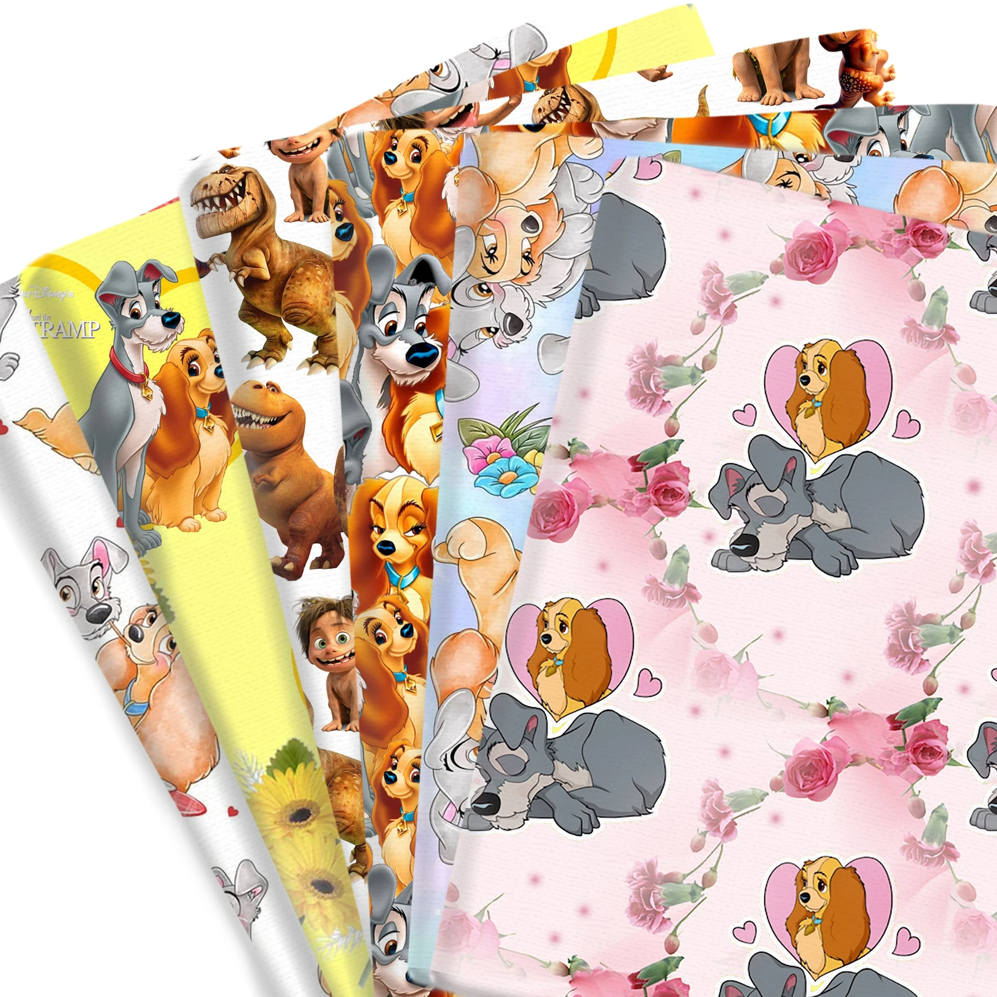 50*145cm Disney Lady And The Tramp Dog Polyester Cotton Fabrics By The Meter For Sewing Cloth Dress DIY Crafts Home Textile