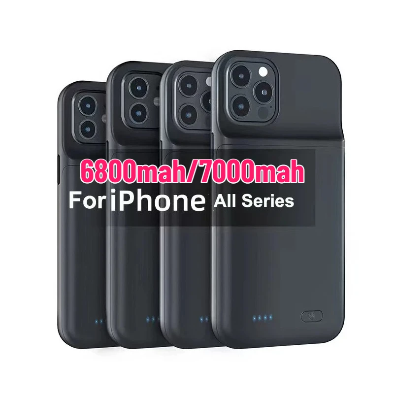

Battery Charger Case for IPhone 15/14/13/12/11 Pro Max Mini X/XS/XR 6/7/8 Plus SE2 6800mah/7000mah Power Bank Charger Case Cover